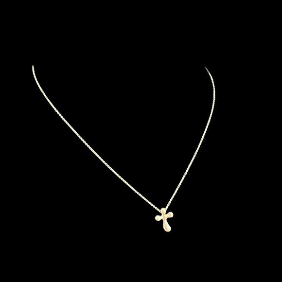 Tiffany & Co. Elsa Peretti Sterling Silver Medium Cross Pendant Necklace 16” - Picture 2 of 12